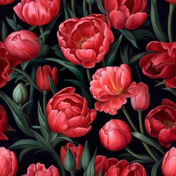 Beautiful pink peonis flower seamless pattern tile, created with generative AI
