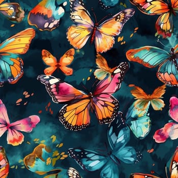 Colorful painted butterflies seamless pattern, created with generative AIcreated with generative AI