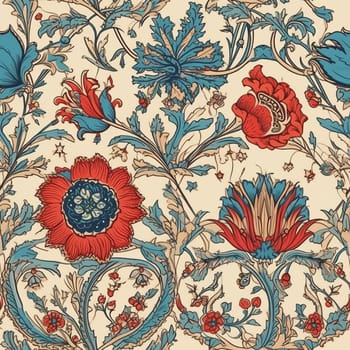 Ottoman embroidered style card design seamless pattern tile, created with generative AI