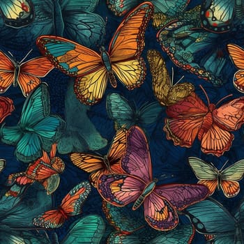 Colorful painted butterflies seamless pattern, created with generative AIcreated with generative AI