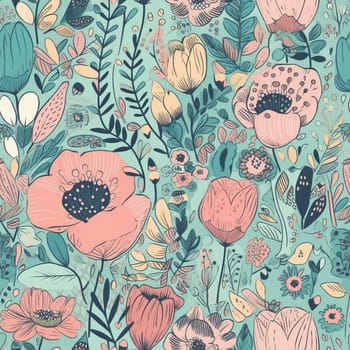 Beautiful elegant flower seamless pattern tile, created with generative AI