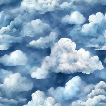 White clouds seamless pattern tile, created with generative AI