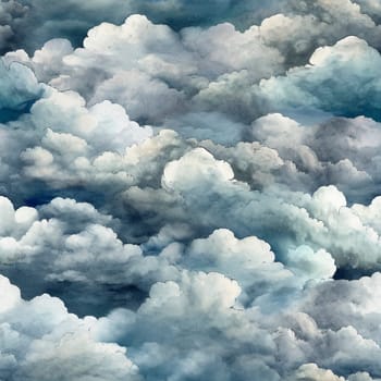 White clouds seamless pattern tile, created with generative AI