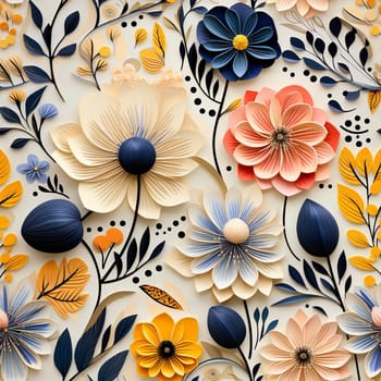 Colorful spring garden floral seamless pattern tile, created with generative AI
