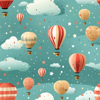 Cute hot air balloons seamless pattern tile, created with generative AI
