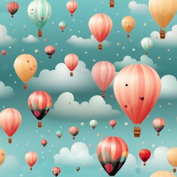 Cute hot air balloons seamless pattern tile, created with generative AI