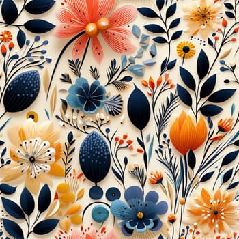Colorful spring garden floral seamless pattern tile, created with generative AI