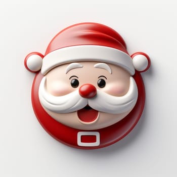 Cute Santa Claus face 3D logo on the white background, created with generative AI