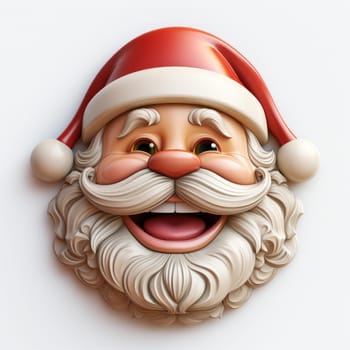Cute Santa Claus face 3D logo on the white background, created with generative AI