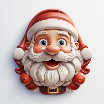 Cute Santa Claus face 3D logo on the white background, created with generative AI