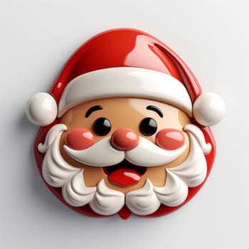 Cute Santa Claus face 3D logo on the white background, created with generative AI