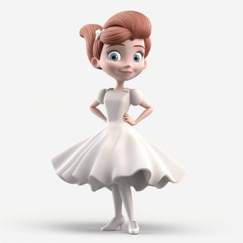 Cartoon style little girl ballerina isolated on the white background, created with generative AI