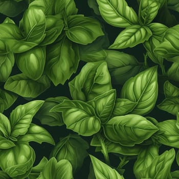 Basil leaves green seamless pattern, created with generative AI