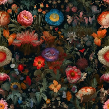 Beautiful elegant flower seamless pattern tile, created with generative AI