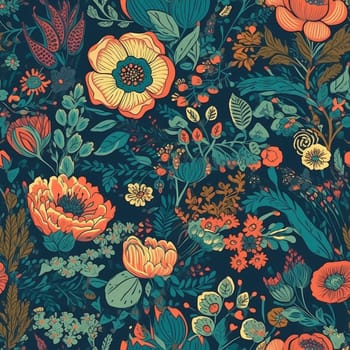 Beautiful bohemian flower seamless pattern tile, created with generative AI