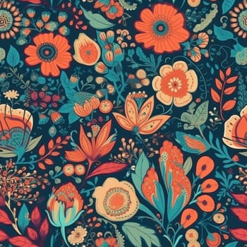 Beautiful bohemian flower seamless pattern tile, created with generative AI