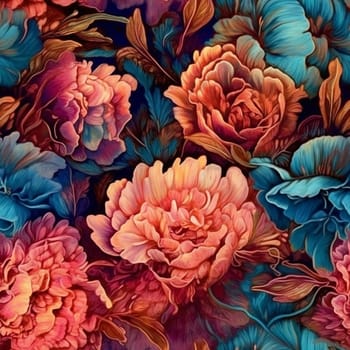 Romantic colorful floral seamless pattern tile, created with generative AI