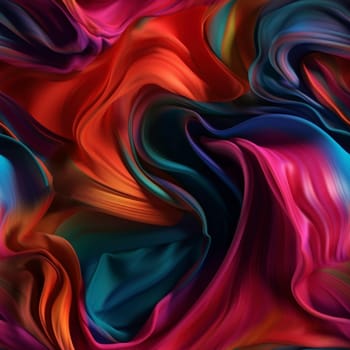 Rainbow colored wavy silk satin seamless pattern, created with generative AI