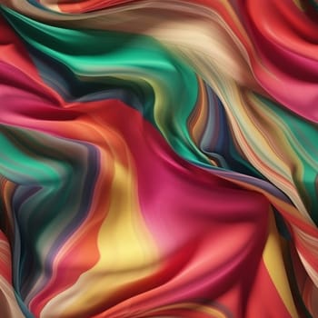 Rainbow colored wavy silk satin seamless pattern, created with generative AI