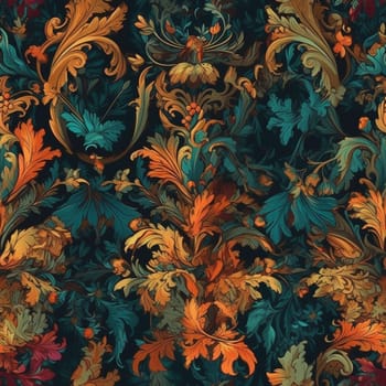 Beautiful colorful rich jungle seamless pattern tile, created with generative AI