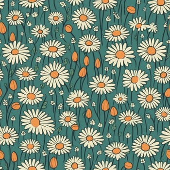 Beautiful daiysy flower seamless pattern tile, created with generative AI