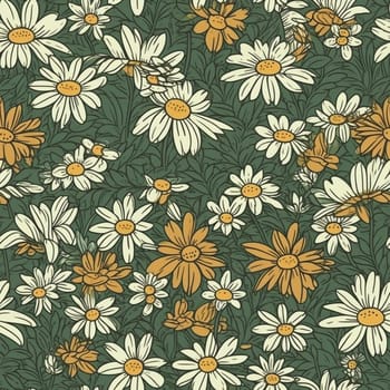Beautiful daiysy flower seamless pattern tile, created with generative AI