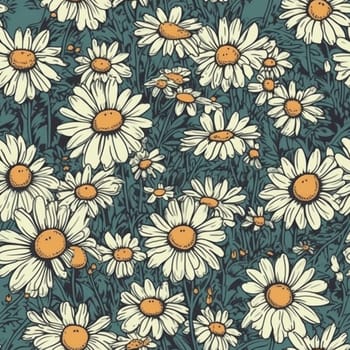 Beautiful daiysy flower seamless pattern tile, created with generative AI