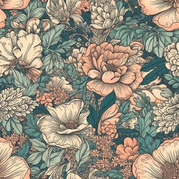 Beautiful pastel color summer floral seamless pattern, created with generative AI
