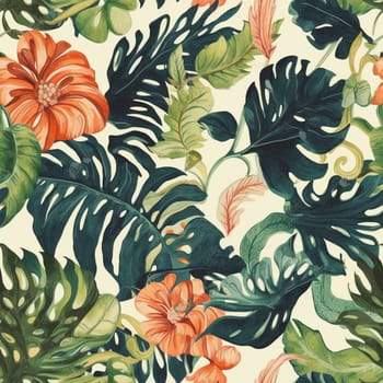 Watercolor colorful floral illustration seamless pattern, created with generative AI