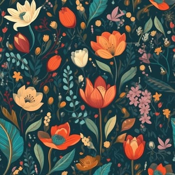 Beautiful elegant flower seamless pattern tile, created with generative AI