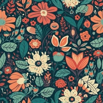 Beautiful elegant flower seamless pattern tile, created with generative AI