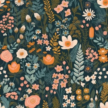 Beautiful elegant flower seamless pattern tile, created with generative AI