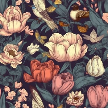 Beautiful flower seamless pattern tile, created with generative AI