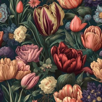 Beautiful flower seamless pattern tile, created with generative AI