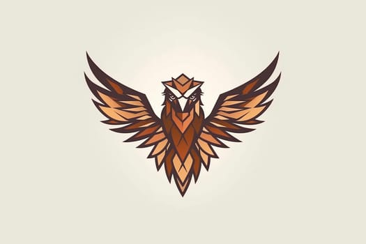 Geometric minimalist logo of eagle on the white background, created with generative AI