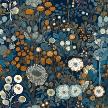 Beautiful autumn flower seamless pattern tile, created with generative AI
