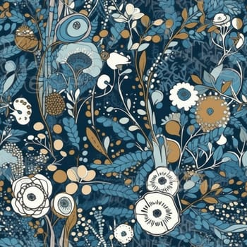 Beautiful autumn flower seamless pattern tile, created with generative AI