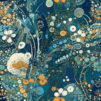 Beautiful autumn flower seamless pattern tile, created with generative AI