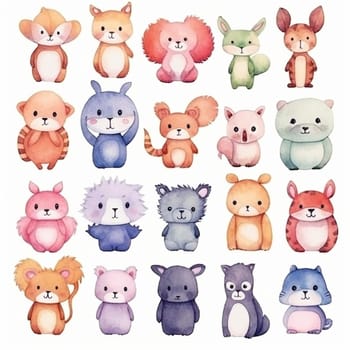 Animal cartoon characters on the white background, created with generative AI