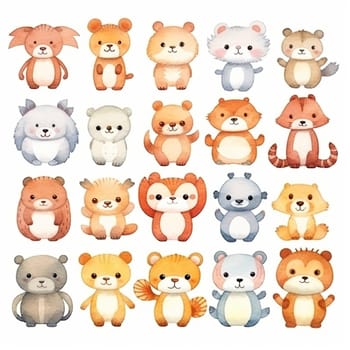 Animal cartoon characters on the white background, created with generative AI
