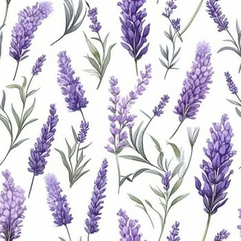 Vintage watercolor lavender seamless pattern tile, created with generative AI