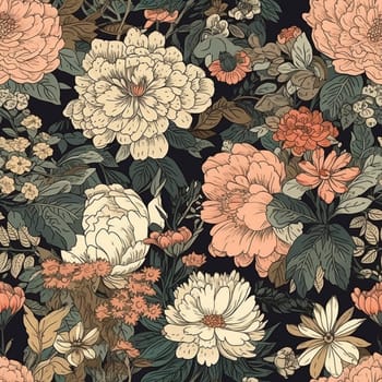 Beautiful elegant flower seamless pattern tile, created with generative AI