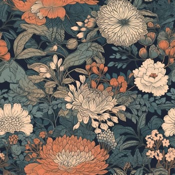 Beautiful elegant flower seamless pattern tile, created with generative AI