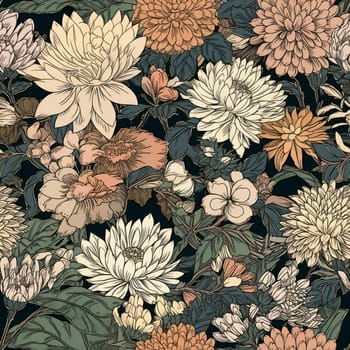 Beautiful elegant flower seamless pattern tile, created with generative AI