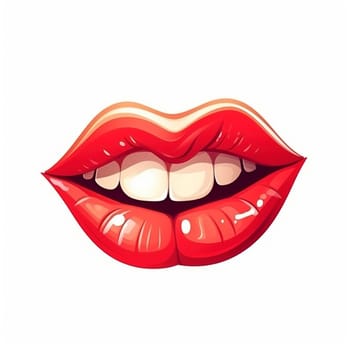 Red female lips on the white background, created with generative AI