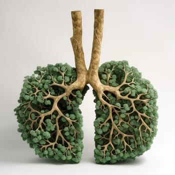 Lungs made of trees isolated on the white background, created with generative AI