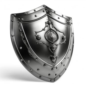 Metal shield icon on the white background, created with generative AI