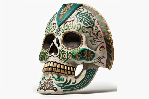 Mexican mask of death isolated on the white background, created with generative AI