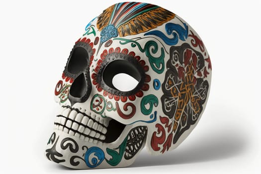 Mexican mask of death isolated on the white background, created with generative AI