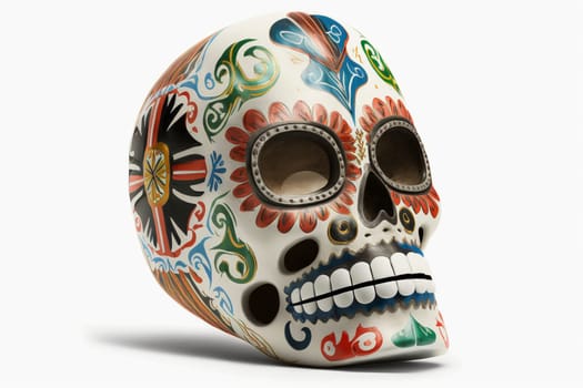 Mexican mask of death isolated on the white background, created with generative AI